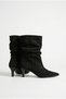 Dallas Women's Black Suede Short (5 cm) Heeled Bellows Boots - 3