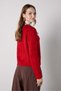 Women's Red Crew Neck Buttoned Ribbed Knitwear Cardigan 7058 - 6