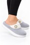 Women's Warm Plush Button Detailed House Slippers Smoked - 4
