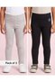 Girls Grey And Black Embellished Skinny Fit Leggings (2 Piece)