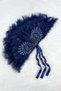 Navy Blue Bridal Fan, Sparkling Vip Dubai Lace-Up, Bachelorette Party Bride to Be Bridesmaid Henna Night Wooden Feathered Engagement Circumcision Wedding - 3