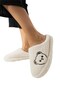 Women's Warm Plush House Slippers with Teddy Bear Figure White