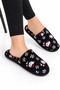 Unisex Home Furry Non-Slip Sole Slippers Black-White - 3