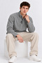 Men's Half Zipper Loose Gray Sweatshirt - 5
