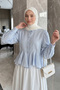 Flywheel Detailed Balloon Sleeve Shirt Y00095 - Baby Blue - 5