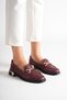 Women's Genuine Leather Daily Wear Buckle Detailed Loafer Shoes - 4