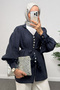 Shirt with Floral Accessories 0064 - Dark Blue - 2