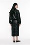 High Collar Polka Dot Embroidered Leather Bomber Jacket - Black - 5