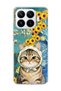 Mi 17t Compatible Starry Night Tabby Cat Printed Transparent Phone Case