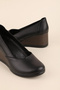 Genuine Leather Women's Wedge Heeled Shoes Msa.1935 Black - 2