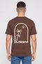 Men Crew Neck Short Sleeve Embroidered T-Shirt, Brown - 4