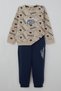 Baby Boy Tracksuit Set with Cute Teddy Bear & Printed Text, 9 Months - 3 Years, Beige