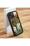 iPhone 14 Plus Compatible Black Silicone Camera Protected Shock Absorbing Protective Case with Cactus Pattern - 2
