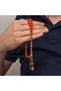 Orange Crimped Amber Prayer Beads with Metal Tassels - 7