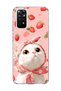 Redmi Note 11 / 11S Compatible White Cat Strawberry Printed Transparent Phone Case with Scarf