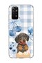 Redmi Note 11 / 11S Compatible Sausage Dog Blue Plaid Printed Transparent Phone Case