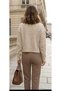 Chickpea-Colored Front-Buttoned, Side-Slit, Crew-Neck Short Cardigan - 4