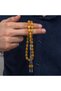 Metal Tasseled Amber Yellow Crimped Amber Prayer Beads - 7