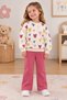 Girl's Three-Threaded Colorful Heart Patterned Sweatshirt and Sweatpants 2-Piece Set