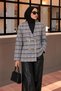 V-Neck Plaid Jacket Tsd260334 Gray - 5