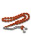 Orange Crimped Amber Prayer Beads with Metal Tassels - 5