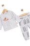 Baby Boy Cute Airplane Patterned Gray Melange Pajama Set - 5