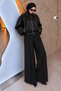 Belt Detailed Bomber Leather Jacket Tsd260322 Black - 4