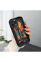 iPhone 12 Pro Compatible Black Silicone Camera Protected Shock Absorbing Protective Case with Cactus Pattern