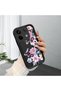 Redmi Note 13 Pro 5g Compatible Black Silicone Camera Protected Shock Absorbing Protective Case with Floral Pattern