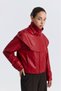 Faux Leather Jacket with Detachable Shawl Detail - Red - 6