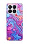 Mi 17t Compatible Pink Blue Fluid Printed Transparent Phone Case