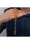 Metal Tasseled Amber Yellow Crimped Amber Prayer Beads - 8