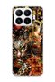 Mi 17t Compatible Leopard Gold Collage Printed Transparent Phone Case