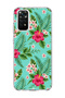 Redmi Note 11 / 11S Compatible Turquoise Tropical Flower Printed Transparent Phone Case