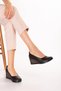 Genuine Leather Women's Wedge Heeled Shoes Msa.1935 Black - 6