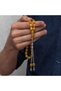 Metal Tasseled Amber Yellow Crimped Amber Prayer Beads - 2