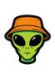 Alien Sticker with Hat Car, Motorcycle, Helmet, Laptop, Glass Sticker 13X12 cm