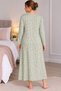 Long Sleeve, 100% Cotton, Sage Green, Plus Size Women's Nightgown - 3