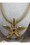 Gold Color Large Five-Petal Flower Figured Matte Textured Stylish Women's Necklace - 2