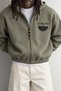 Men's Leather Pocket Detailed Zippered Hooded Oversize Sweatshirt