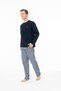 Men's Burgundy Pajama Set with Striped Bottoms 50318612 - 3