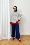 Crew Neck Knitwear Striped Sweater 87-26284