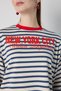 Women's Navy Blue Crop Wide Sleeve Oversize Printed Striped Sweatshirt 32078 - 3