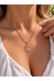 Pink Floral Stone Necklace Gold Color Stainless Steel Chain Elegant Women's Necklace Minimalist - 4