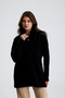 Fashionable Fur-Collared, Textured, Angora, Zippered Cardigan