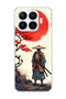 Mi 17t Compatible Samurai Red Sun Maple Printed Transparent Phone Case