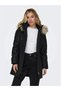 Women's Hooded Fur Winter Parka Black 001 Onliris 15304625