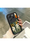 Infinix Hot 40/40 Pro Compatible Black Silicone Camera Protected Shock-Absorbing Protective Case with Cactus Pattern