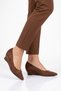 Women's Stone Detailed Evening Dress Shoes Brown Suede Wedge Heeled Special Occasion Night Stylish Shoes 608442