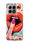 Mi 14t Compatible Red Lip Print Transparent Phone Case